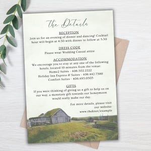 Scheda con i dettagli del matrimonio in Islanda modificabile, scheda con i dettagli del matrimonio a tema islandese, scheda con i dettagli del matrimonio personalizzabile