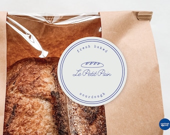 Adesivo modificabile per panettiere, modello di adesivo per pasta madre, adesivo per panettiere, adesivo personalizzato per prodotti da forno