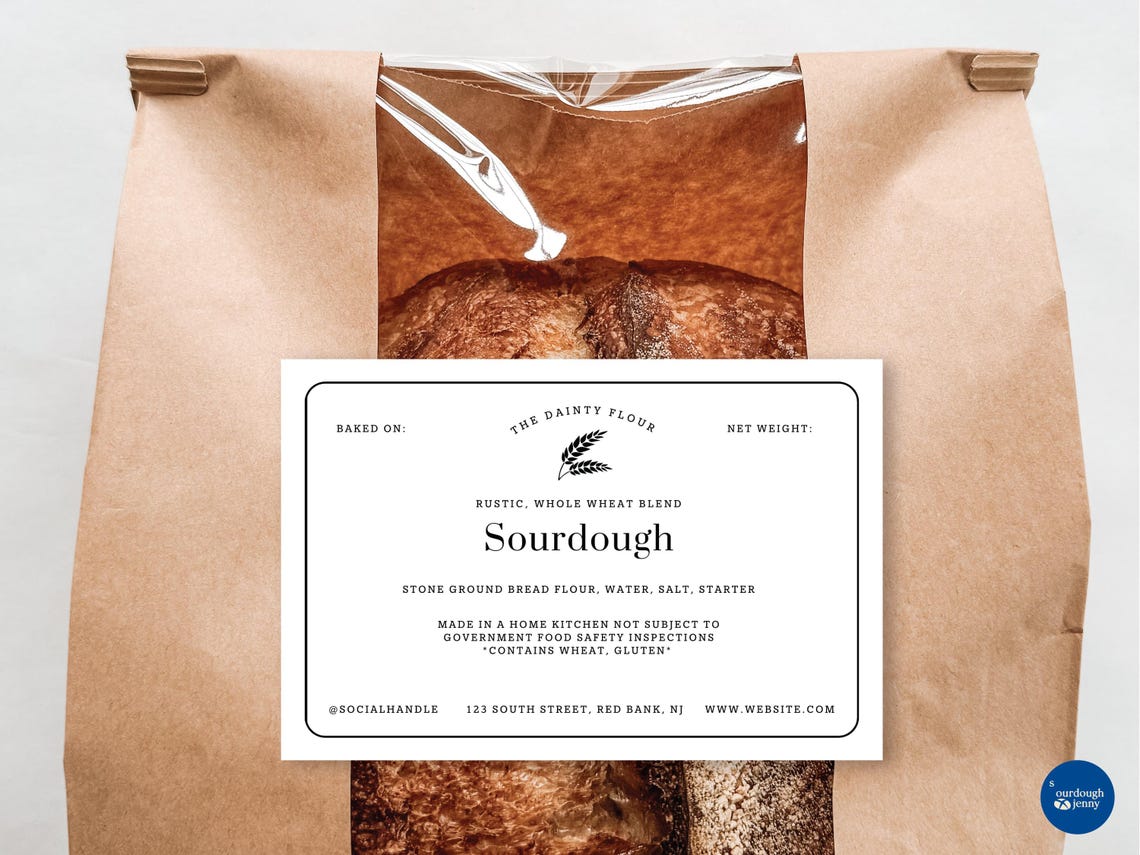 Editable Sourdough Bread Cottage Label, 4x6, Sourdough Label Template ...