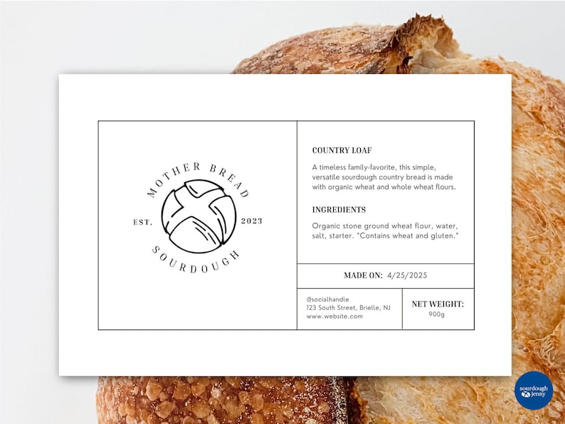 Editable Sourdough Bread Cottage Label, 4x6, Sourdough Label Template ...