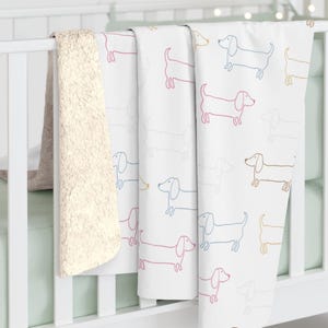 Cobertor para Dachshund, pelúcia fofa de desenho animado, manta de sherpa macia e aconchegante, presente para amantes de cães, decoração para mãe de doxie, diversão para Dachshund