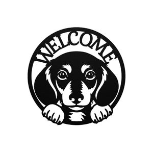 Dachshund Welcome Sign | Front Porch Decor | Metal Wall Art | Unique Dachshund Gift | Dog Lovers Wall Decoration