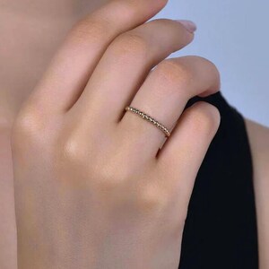 Gold Bead Ring, White Gold Stacking Ring, Thin Gold Ring, 14k Solid Gold Ring, Simple Gold Ring, Dainty Minimalist Stacking Rings for Women