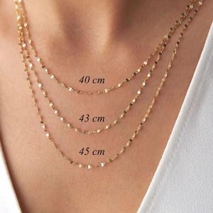 14K Gold Layering Choker, Stacking Necklace 3Pcs, Multi Layer Necklace, Layered Chain Necklace Set, Fine Chain Sequin Lariat Gold Necklace