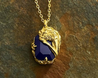 Blue Sapphire Fairy Necklace, Emerald Cut Angel Necklace, Gemstone Necklace, Birthday Gifts for Her, Birthstone Jewelry, Minimalist Necklace