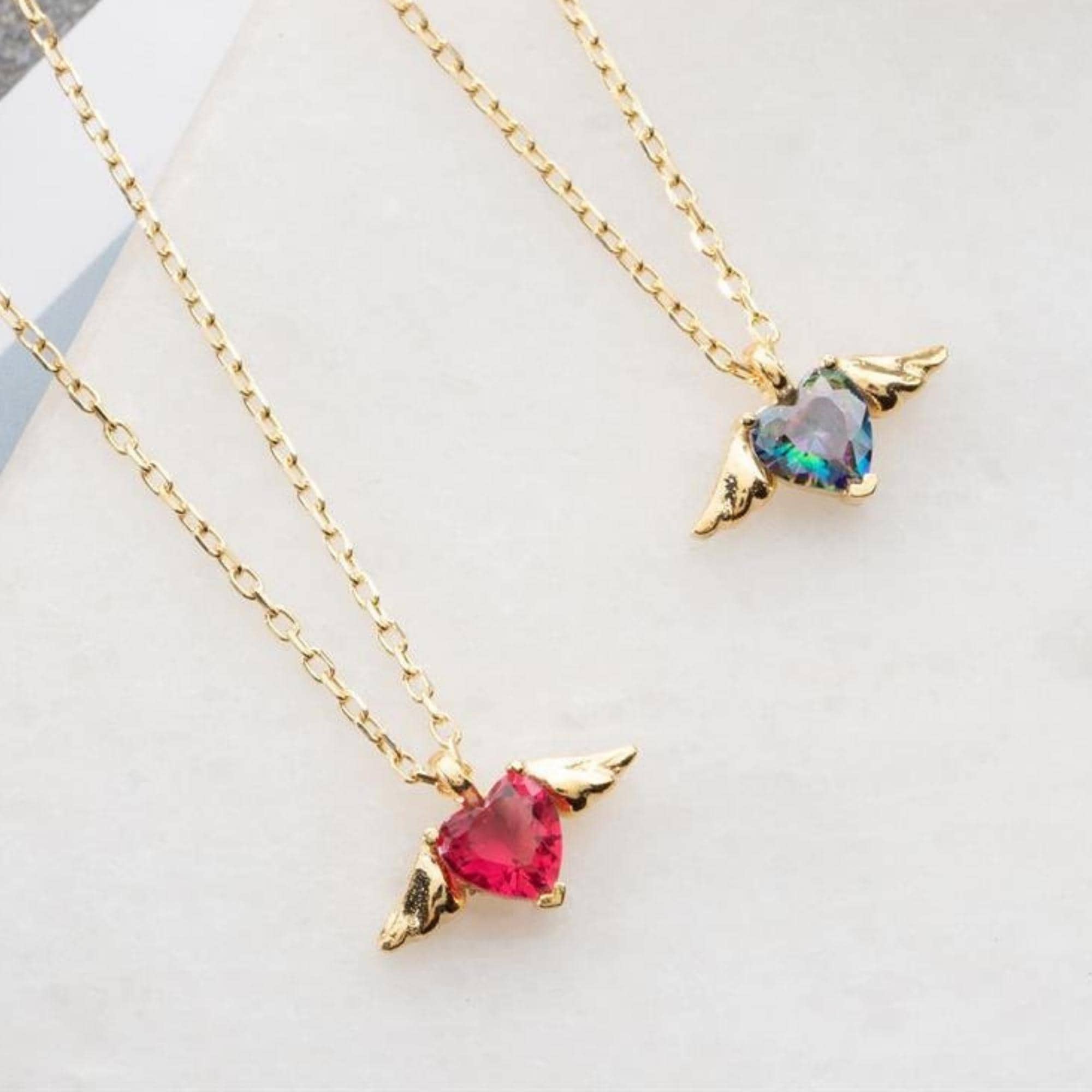 Star Jewelry 　天使の羽根　ルビー　ネックレス スターリングシルバーのルビーハートネックレス、天使の羽ネックレス