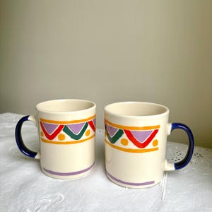 Vintage Kilncraft England Mugs – 1980s Retro Geometric Pattern (Set of 2)