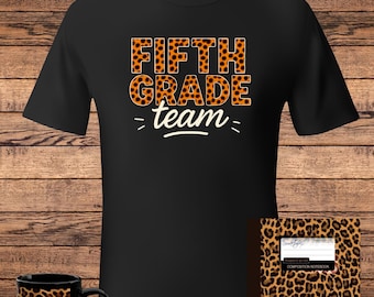Fifth Grade Leopard Print Team Shirt: Back to School