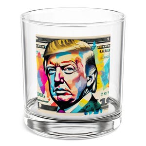 Custom Whiskey Bourbon Rocks Glass Donald Trump Fan Personalized Gift Glass Cocktail Glass Barware Drinkware Gift for Him MAGA Bar Politics