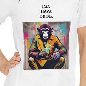 Graffiti Art Men&#39;s T-Shirt Streetwear Casual Tee Funny Artistic Banksy Style Art Unisex Top Monkey Theme Tshirt Birthday Present Cocktail