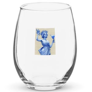 Niestandardowy niebieski kieliszek do wina bez nóżki, koktajl, sok, napój, szkło, wystrój kuchni, wyjątkowy prezent dla gospodyni, vintage, spersonalizowane wino