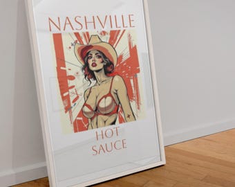 Nashville Hot Sexy Female Large Art Poster Western Woman Wall Decor Print Western Cowgirl Country Rodeo Artwork Country Theme Poster Print