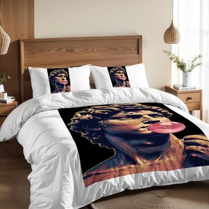 Juego de funda nórdica completa Michelangelo Bubble Gum: Ropa de cama pop art para adolescentes imagen 5