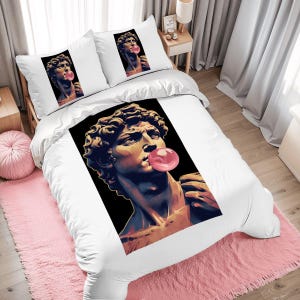 Juego de funda nórdica completa Michelangelo Bubble Gum: Ropa de cama pop art para adolescentes imagen 1