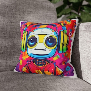 Robot Theme Pillowcase, Kids Room Decor, Boys Room Pillow Sham, Kid&#39;s Room Accent Pillow, Nursery Decor Gift for Robot Lover, Boy&#39;s Room