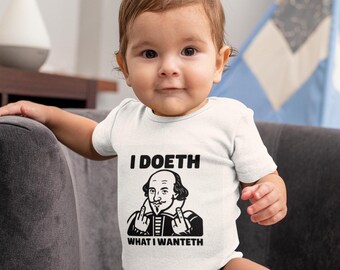 Baby Onesie Bodysuit for New Parents New Mom Cute Baby Clothing Baby Outfit Gift Newborn Onesie Funny Baby Shower New Baby Shakespeare Lover