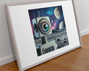 Galaxy Robot Art Print: Futuristic Wall Decor (Digital Download)