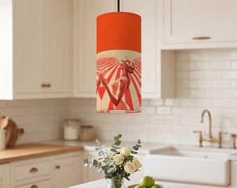 Red Vintage Inspired Art Kitchen or Bathroom Ceiling Pendant Light Cocktail Theme Light