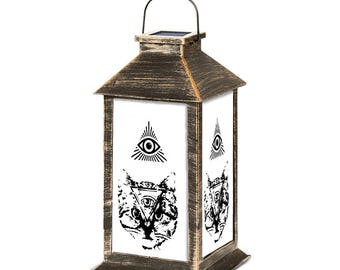 Third Eye Good Luck Spiritual Energy All Seeing Cat Eye Lover Outdoor Solar Lantern Garden Light Cordless Hanging Lamp Yard Decor