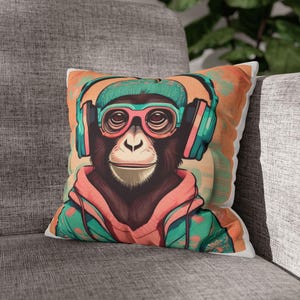 Funda de almohada con diseño de mono, bonita funda de almohada cuadrada, funda de almohada decorativa para dormitorio infantil, funda de cojín moderna para el hogar, almohada para habitación infantil, sala de juegos