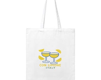Lemon Theme Canvas Tote Bag: Italian Vacation Carryall