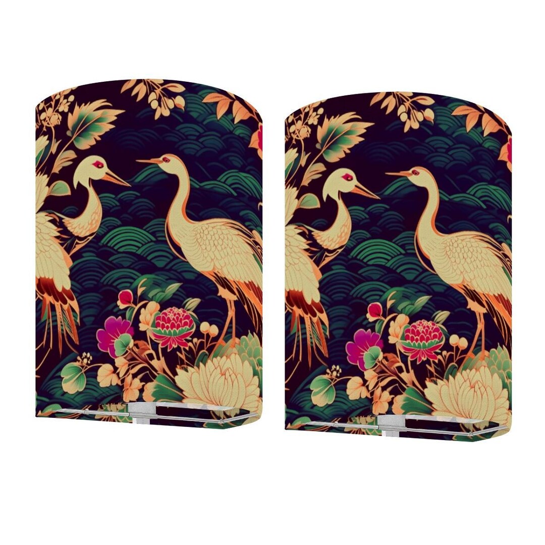 Remote Control Swans Asian Swan Art Cordless Lights Wireless Wall Sconces Set of Two Remote ...