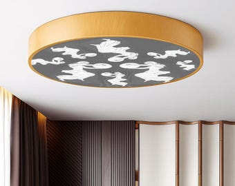 Italian Sicily Style Angel with Globe Hard Wired Remote Control Flush Mount Ceiling Light