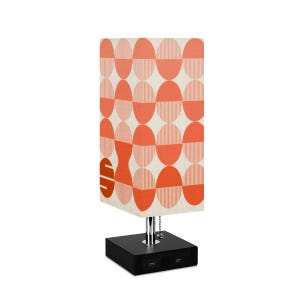 Square Table Lamp with USB Port Orange Geometric Shapes Bauhaus 1931 Modern Art Desk Lamp with Remote Control and Phone Charger