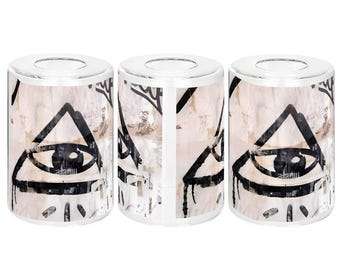 All-Seeing Eye Cylindrical Glass Lampshade 3 pcs Third Eye Good Luck Spiritual Energy All Seeing Cat Eye Lover Glass Globes for Pendant Lamp