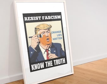 Póster de protesta "Resistir el Fascismo": Impresión artística anti-Trump (Descarga digital)