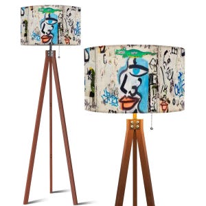 Street Art Remote Control Tripod LED Floor Lamp Made in USA Living Room Light Home Office Floor Lamp Bedroom Lighting Unique Floor Lamp