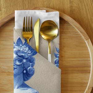 Zestaw serwetek koktajlowych Vintage Blue, ściereczki do naczyń, wózek barowy, domowy bar, motyw alkoholowy, zestaw upominkowy do domu, prezent dla gospodyni kolacji, wielokrotnego użytku lniana serwetka