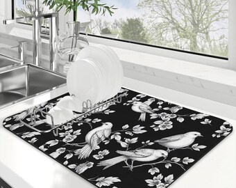 Home Bar Kitchen Counter Drying Mat Dishrack Absorbent Coffee Bar Mat Chef or Foodie Gift Dripmat