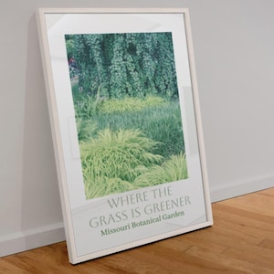 Natur Kunst Botanisches Poster Drucken, Wohndekor, grünes Grass Art, Missouri Botanischer Garten, Inspirationsfoto, Naturthema Wohndekor Art