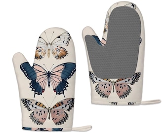 Butterfly Kitchen Accessory Gift Silicone Oven Mitts Heat Resistant Set Potholders Hot Pot Whimsical Home Food Lover Foodie Decor