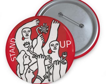 Democracy Button Pin: Political Protest Art - Anti Trump Badge