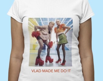 Funny Donald Trump Vladimir Putin Disco Women's Softstyle Shirt Political Satire Top Fitted Tee Shirt for Her Fun Gift Tee US Politics Trump