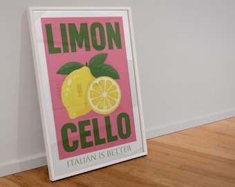 Italian Art Print: Italy Limoncello Lemoncello Amalfi Coast Kitchen Poster Wall Art