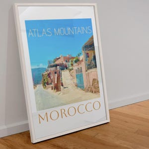 Moroccan Travel Poster, Architecture Decor Print, Atlas Mountains Poster, Home Office Decor, Unique Travel Gift, Wall Decor, Morocco Poster