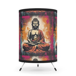 Buddha Table Lamp Spiritual Buddhist Gift Night Light Soft Mood Decor for Home Buddha Lover Gift for Birthday Tripod Light