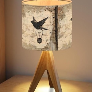 Abstract Bird Art Tripod Table Lamp Living Room Light Graffiti Bird Entryway Light Bedroom Table Lamp Neutral Decor Lamp Gift Bird Lover