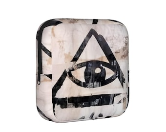 Small Square Travel Accessory Storage Bag Evil Eye Pouch All Knowing Eye Makeup Tote Bag