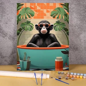 Verf op nummer, acrylschilderij dierlijke meme, modern interieur, DIY verfkit, kleur op nummer, trendy muurkunst, grappig gepersonaliseerd cadeau