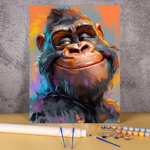 Malen nach Zahlen, Tier Meme Acrylmalerei, modernes Wohndekor, DIY Paint KITs, Farbe nach Zahlen, trendige Wandkunst, lustiges personalisiertes Geschenk