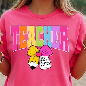 Comfort Colors® Personalized Teacher Name Shirt, Custom Teacher Gift, Back to School T-Shirt, Teacher Team Shirts,Gift for Teacher,Women tee