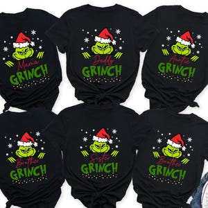 Benutzerdefiniertes Name Grinch Familie Tshirt, Grinch Squad Shirt, Weihnachten passendes Grinch Squad Familie Shirt, Grinchmas Party Shirt, lustiges Grinch Geschenk