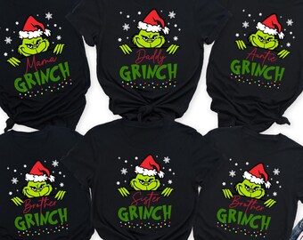 Custom Name Grinch Family Tshirt, Grinch Squad Shirt, Christmas Matching Grinch Squad Family Shirt, Grinchmas Party Shirt,Funny Grinch Gift