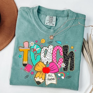 Comfort Colors® Personalized Teacher Name Shirt, Custom Teacher Gift, Back to School T-Shirt, Teacher Team Shirts,Gift for Teacher,Women tee