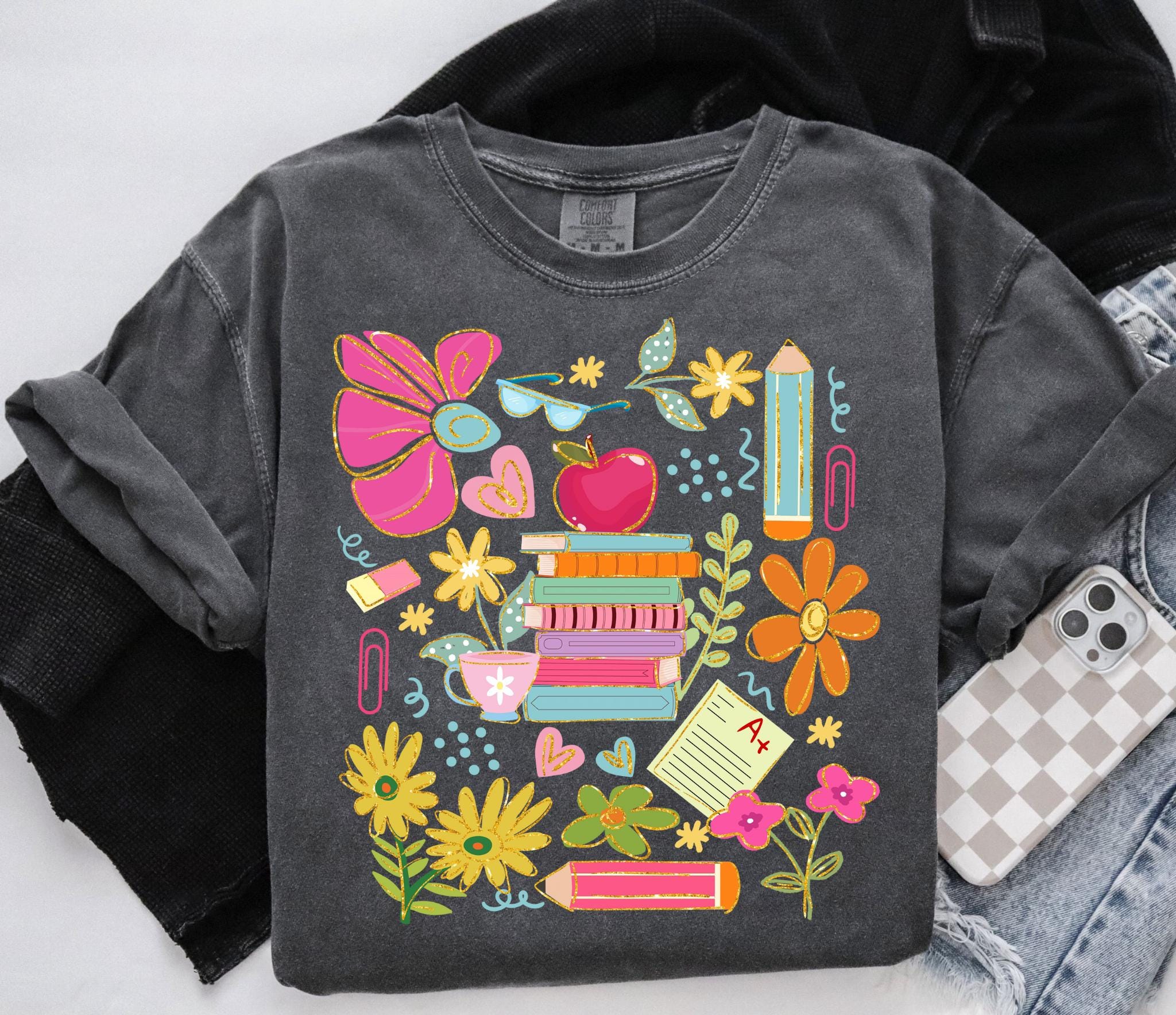 Comfort Colors® Cute Teacher Shirt, Books shirt, Back to School, Bookish Shirt, Book Lover Teacher, Elementary Teacher, Botanical shirt