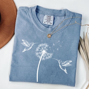 Comfort Colors® Dandelion Hummingbird T-Shirt, Cute Hummingbird Lover Shirt, Nature Lovers Tee,Trendy Women Gift, Animal Lover Tee,Bird nerd